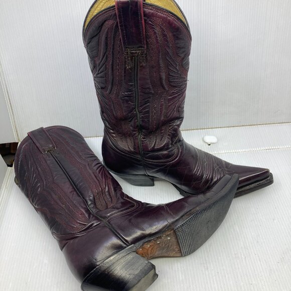 MEZCALERO Mexico western cowboy burgundy womens boots sz 5 1/2 EE - Picture 3 of 9